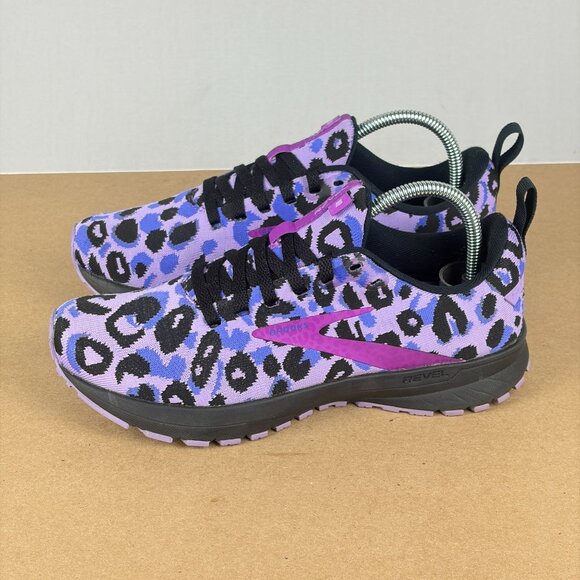 Brooks Revel 5 Purple Leopard Print Athletic Shoes Womens 6.5 Running Low Top - Picture 11 of 11
